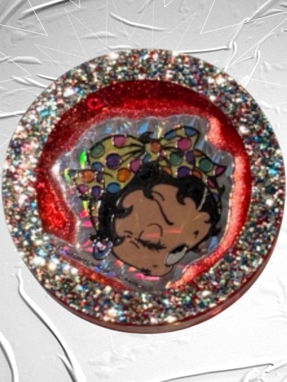 Vintage Betty Boop POG Slammer Holographic Red Glitter 90s